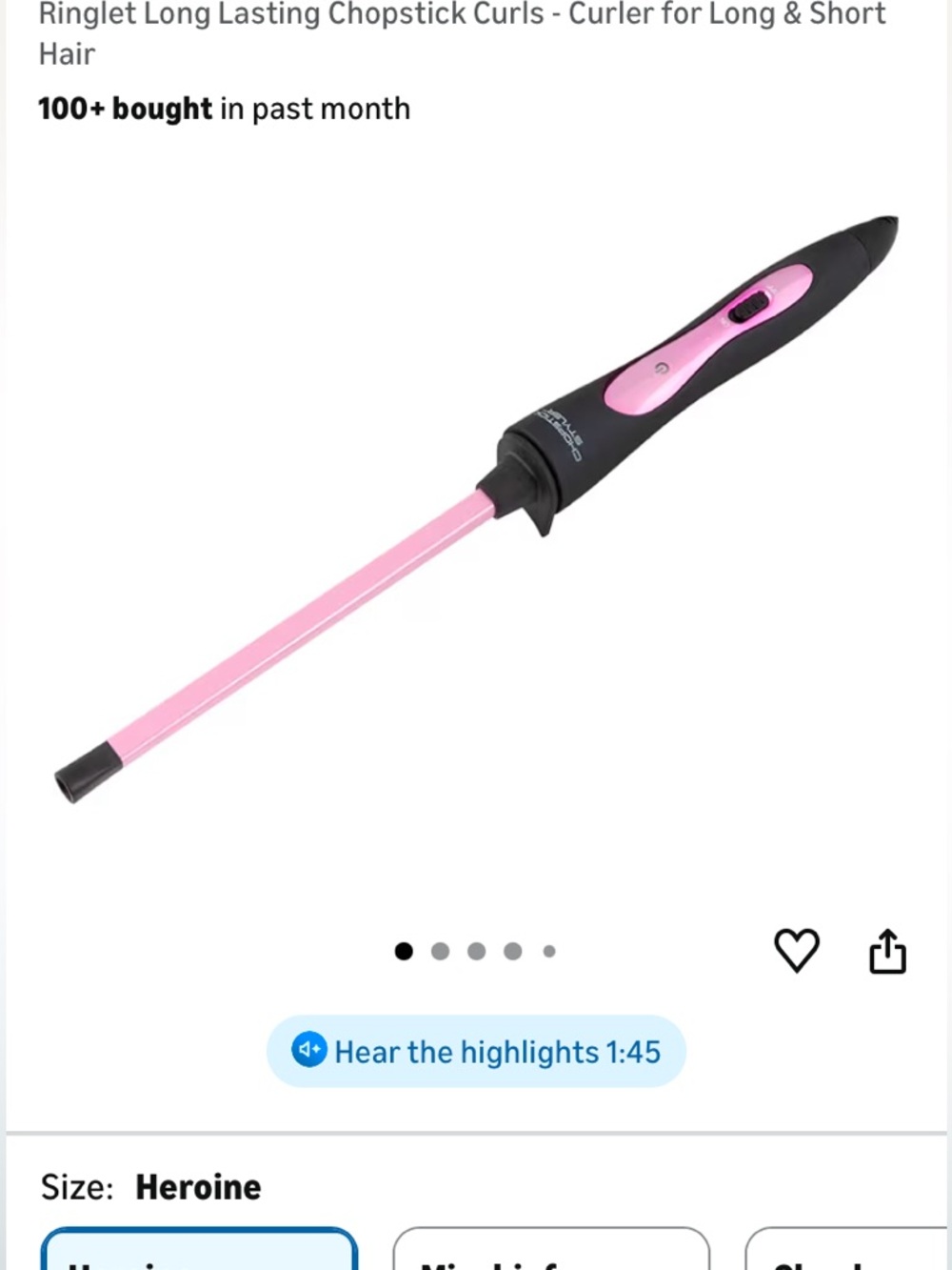 Pink Mini Curling Wand for Women Hair - Unbranded